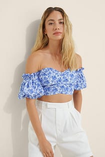 Puff Sleeve Bandeau Top