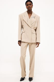 Fitted Mid Waist Suit Pants