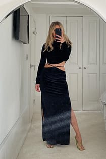 Velvet Strap Detail Skirt