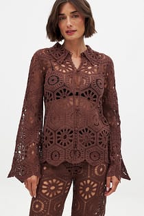 Knitted Crochet Long Sleeve Top