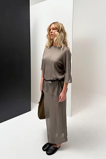 Falda maxi de punto transparente