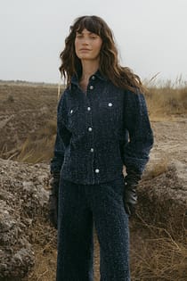 Marked Waist Structured Denim Shirt
