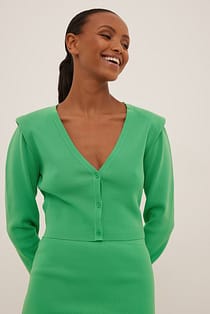 Fine Knitted Shoulder Pad Cardigan