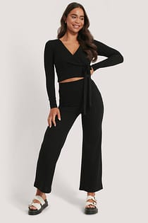 High Waist Ribbed Pants