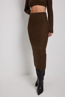 Knit Detail Midi Skirt