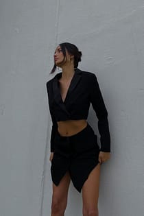 Satin Detail Cropped Blazer