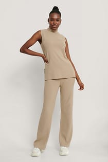 Pantalon Large En Maille