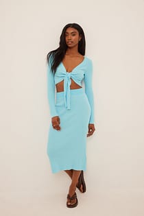 Wide Rib Knitted Midi Skirt