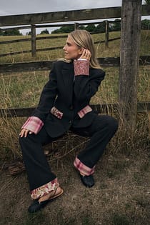 Regular fit blazer med ternede detaljer