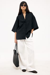 Tailored Wide Leg Linen Pants