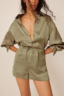 Tie Detail Satin Shorts