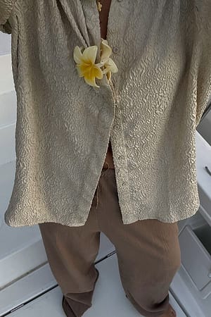 Beige Skjorte med lange ærmer og struktur