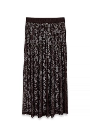 Brown Lace Maxi Skirt