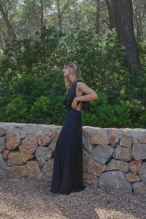 Black Jupe longue en satin