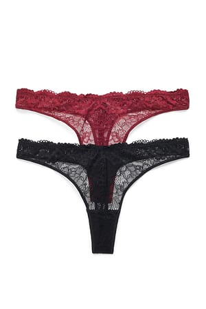Burgundy Lot de 2 strings en V