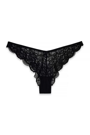 Black/Burgundy 2-Pack V-shape Brazilian Panty