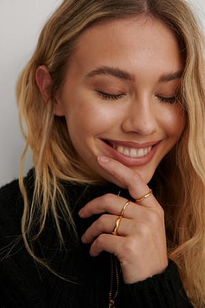 Gold 3-Pack 18k Gold Plated Wavy Rings