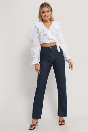 White Überlappende Bluse