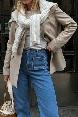 Mid Blue Organische Jeanshose mit weitem Bein und Vordertasche im 70er-Style