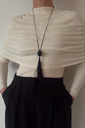 Beige Gebreide gedrapeerde top