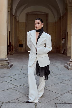 White Straight Suit Pants