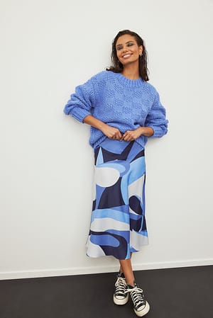 Blue/Print Jupe satin