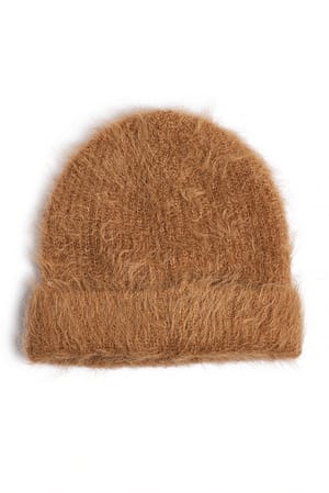 Brown Bonnet en alpaga mélangé