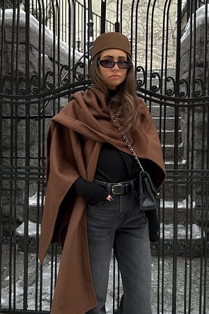 Brown Oversized kappe i ullblanding