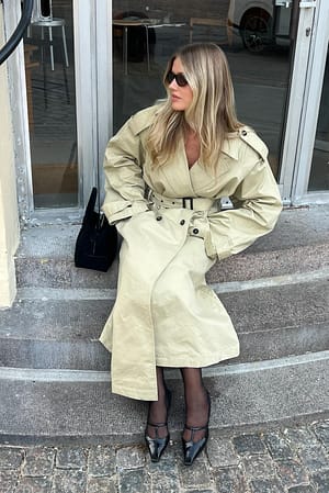 Beige Gabardina clásica oversize