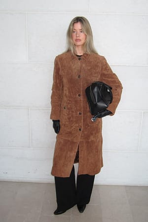 Light Brown schmaler Trenchcoat aus Wildleder