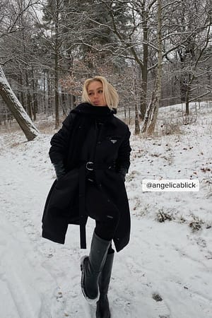 Black Läderboots med vida skaft