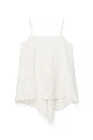 White Anglaise Detail Open Back Top