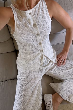 Off White Anglaise Button Detail Vest