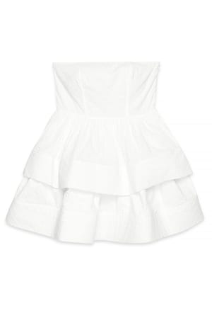 White Anglaise Flounce Mini Dress