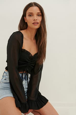 Smock-Bluse Mit Langen Ärmeln