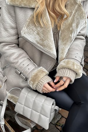 Beige Biker-Jacke