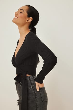 Black Wrapped Crop Top
