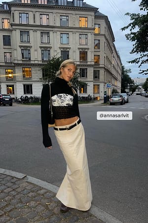 Beige Falda cargo larga de cintura baja