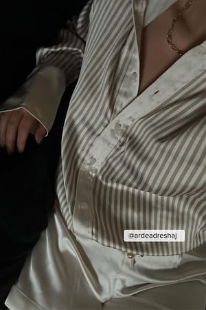Cream/Stripe Striped Satin Shirt