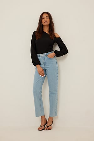 Black Assymetrisk off shoulder-topp