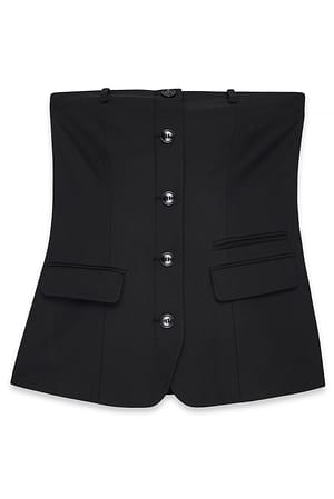 Black Bandeau Buttoned Top