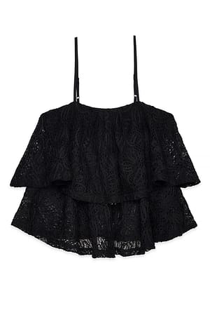 Black Bandeau-Spitzentop