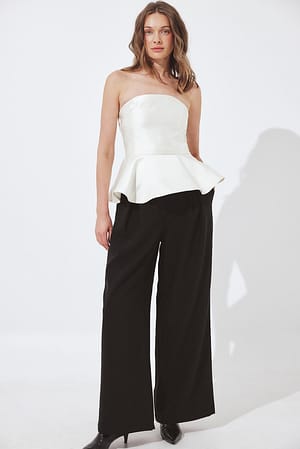 Cream Bandeau Peplum Topp