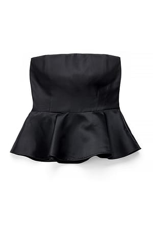 Black Bandeau Peplum Top