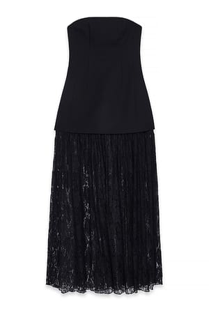 Black bandeau Skaterkleid aus Spitze