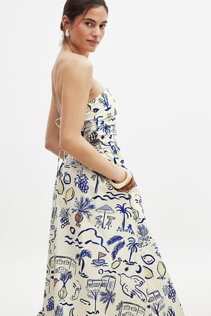Print Bandeau jurk met strik op de rug