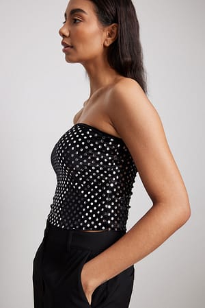 Black Bandeau-top i fløjl