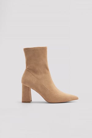 Beige Bottines basiques en imitation daim