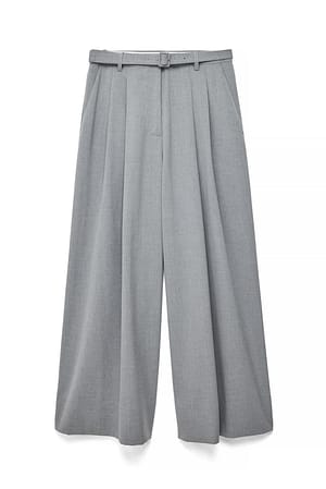 Grey Melange Bukse med belte