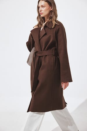 Brown Manteau ceinturé